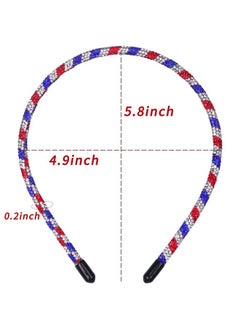 HOXIEYA HOXIEYA Independence Day Rhinestone Headband Blue Red Patriotic Hair Band 4th July Headband for Women Girls Patriotic Holiday Decoration Supllies 1pcs  - Image 3