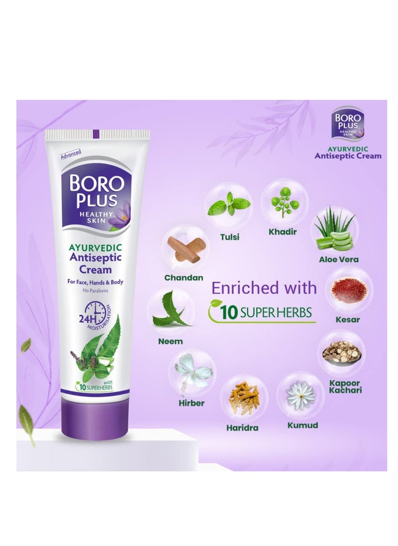 BOROPLUS Antiseptic Cream, Provides 24 Hour Moisturisation, Ayurvedic Cream For All Seasons, Hand, Body & Face, Nigh Cream With Goodness Of Neem, Tulsi & Aloe Vera, 80ml - pzsku/ZCEC06C3DB1005424DDD9Z/45/_/1740378430/bfc561ce-be81-4b11-a481-054732e34e49