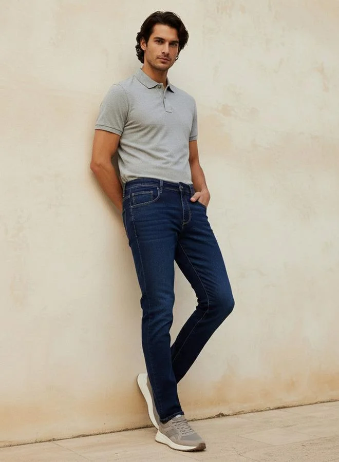 Splash FAV BLUE Tapered Fit Jeans with Pockets for Men | Best Price UAE