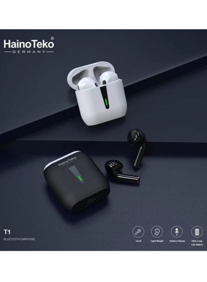 Haino Teko Germany T1 Wireless Bluetooth In-Ear Earbuds for iPhones & Android, White - Image 3