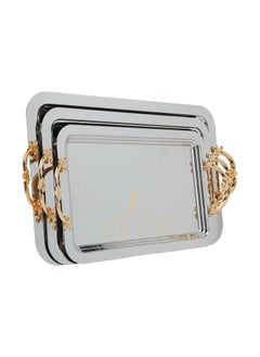 Alsaif Gallery A Rectangular Silver Steel Tofa Set With A Gilded Hand 3 Piece  - Image 2