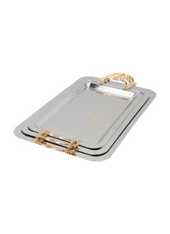 Alsaif Gallery A Rectangular Silver Steel Tofa Set With A Gilded Hand 3 Piece  - Image 1