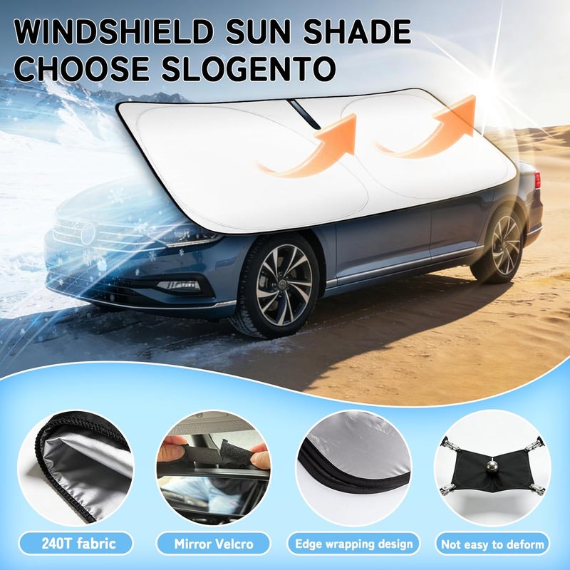 SLOGENTO Sun Shade for Pilot Windshield Sunshades Cover for 2016-2023 2024 2025 Honda Pilot Accessories Foldable Front Window Shields 240T Silver Coating Protector Sun Visor Blocks UV Rays Heat - Image 4
