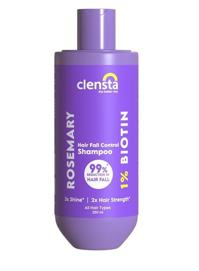 Clensta Rosemary Hair Fall Control Shampoo with Biotin for Reducing Hair Loss Breakage and Daily use All Hair Types  Men and Women  Sulfate and Paraben Free 250ml - Image 1