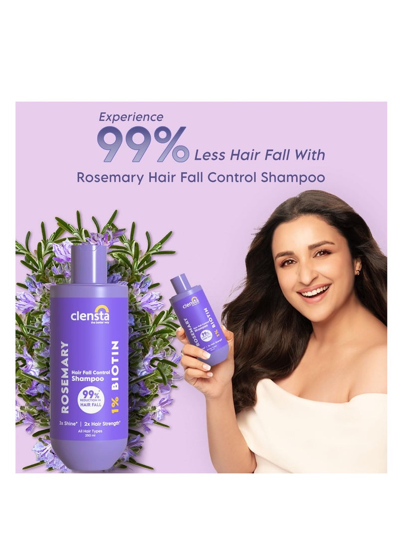 Clensta Rosemary Hair Fall Control Shampoo with Biotin for Reducing Hair Loss Breakage and Daily use All Hair Types  Men and Women  Sulfate and Paraben Free 250ml - Image 2