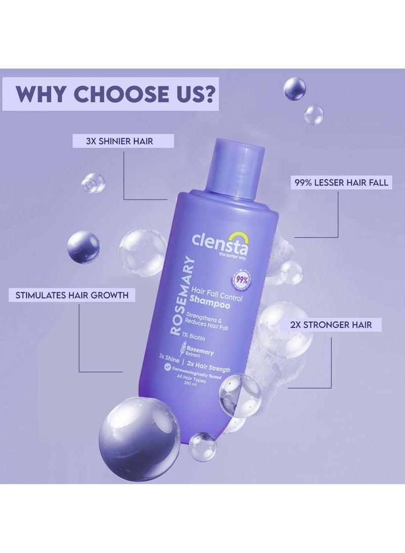 Clensta Rosemary Hair Fall Control Shampoo with Biotin for Reducing Hair Loss Breakage and Daily use All Hair Types  Men and Women  Sulfate and Paraben Free 250ml - Image 3