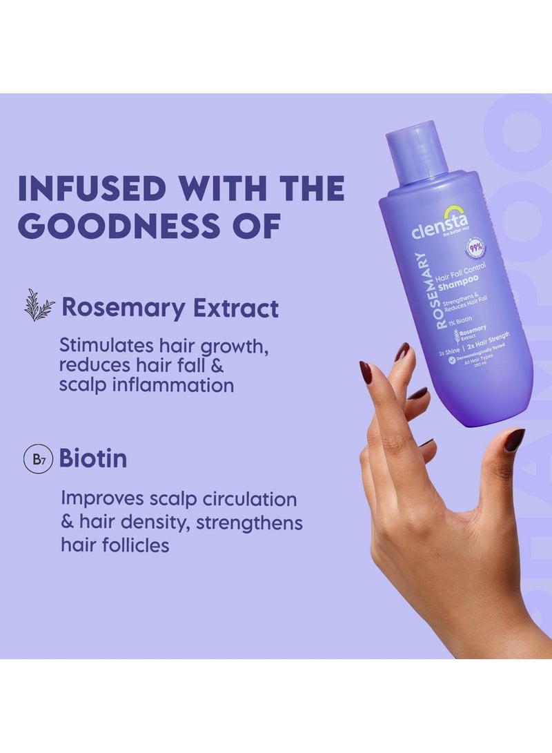 Clensta Rosemary Hair Fall Control Shampoo with Biotin for Reducing Hair Loss Breakage and Daily use All Hair Types  Men and Women  Sulfate and Paraben Free 250ml - Image 4
