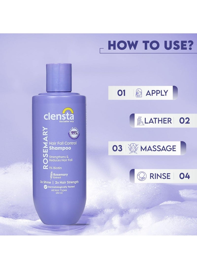 Clensta Rosemary Hair Fall Control Shampoo with Biotin for Reducing Hair Loss Breakage and Daily use All Hair Types  Men and Women  Sulfate and Paraben Free 250ml - Image 5
