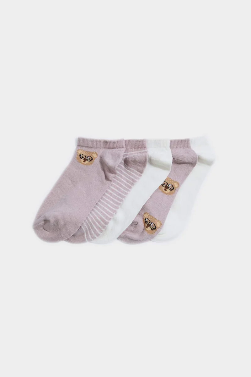 ديفاكتو Woman Printed 5 Piece Cotton Short Socks