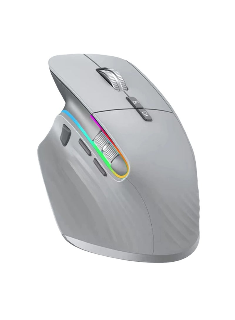 Multi-Device Wireless Mouse Bluetooth 5.0  3.0 Mouse 2.4G Wireless Portable Optical Mouse Ergonomic Right Hand Computer Mice (Grey) - Image 1