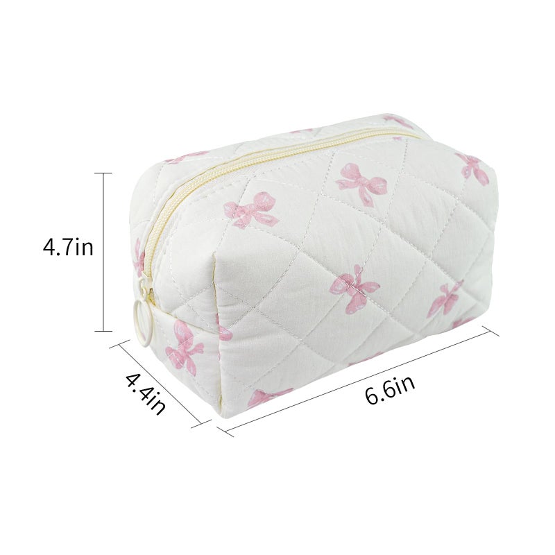 GISMTR Quilted Makeup Bag Floral Cotton Make up Bag Puffy Coquette Makeup pouch Aesthetic Cute Travel Toiletry Bag for Women Girls - Image 5