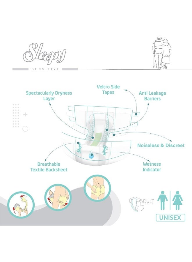 Sleepy Hypoallergenic 36 Adult Diapers | X-Large | Unisex Diapers for Sensitive Skin | Odour Control Diapers Wetness Indicator Comfortable & Adjustable | 120-160cm 12x3 - Image 3