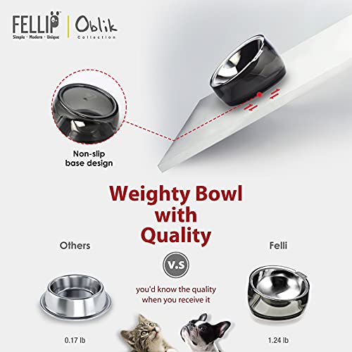 Felli Pet Oblik Spill Proof Dog Food Water Bowl Raised Acrylic Cone, Stainless Steel Tilted Oval Dish Pet Friendly, Slanted Metal Plate Feeder Elevated for Small Medium Size Dog (1.5Cup, Smoky) - Image 3
