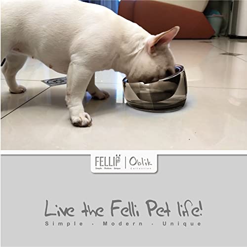 Felli Pet Oblik Spill Proof Dog Food Water Bowl Raised Acrylic Cone, Stainless Steel Tilted Oval Dish Pet Friendly, Slanted Metal Plate Feeder Elevated for Small Medium Size Dog (1.5Cup, Smoky) - Image 4