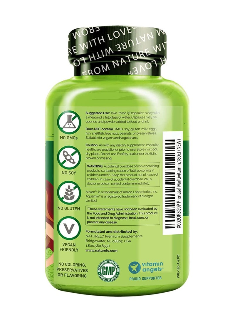 NATURELO - Prenatal Multivitamin With Folate, Iron,& Calsium 180 Vegetarian Capsule - Image 1