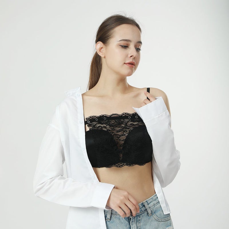 Women'S Leisi Strapless Anti-Running Light Artifact Exquisite Short Invisible Lace Lace One-Piece Traceless Chest - Image 5