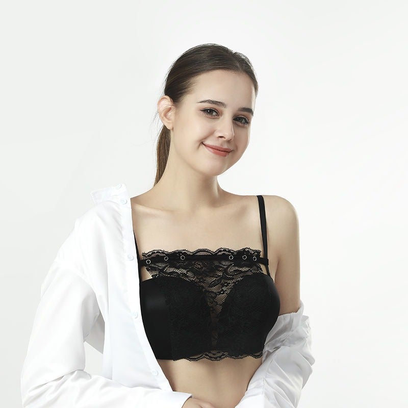 Women'S Leisi Strapless Anti-Running Light Artifact Exquisite Short Invisible Lace Lace One-Piece Traceless Chest - Image 3