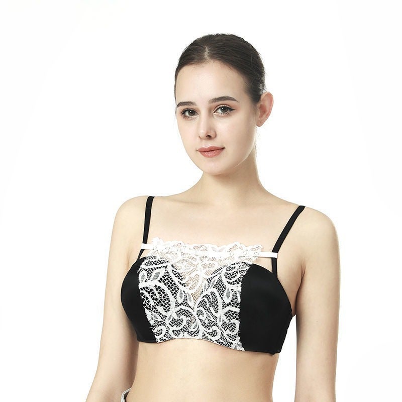 Women'S Leisi Strapless Anti-Running Light Artifact Exquisite Short Invisible Lace Lace One-Piece Traceless Chest - Image 4