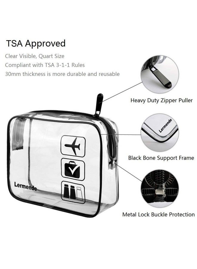 Lermende 2pcs Clear Toiletry Bag TSA Approved Travel Bag,Carry On for Travel,Airport Airline Accessories Compliant Bag,Quart Sized Makeup Cosmetic bag Women Men (Black, 2 Pack) - Image 3