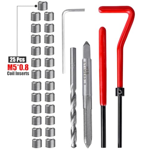 Wolfride مجموعة إصلاح الخيوط Wolfride 30PCS M5 خيوط M5 x 0.8mm أداة إدخال Helicoil مجموعة استعادة الخيوط - Image 2