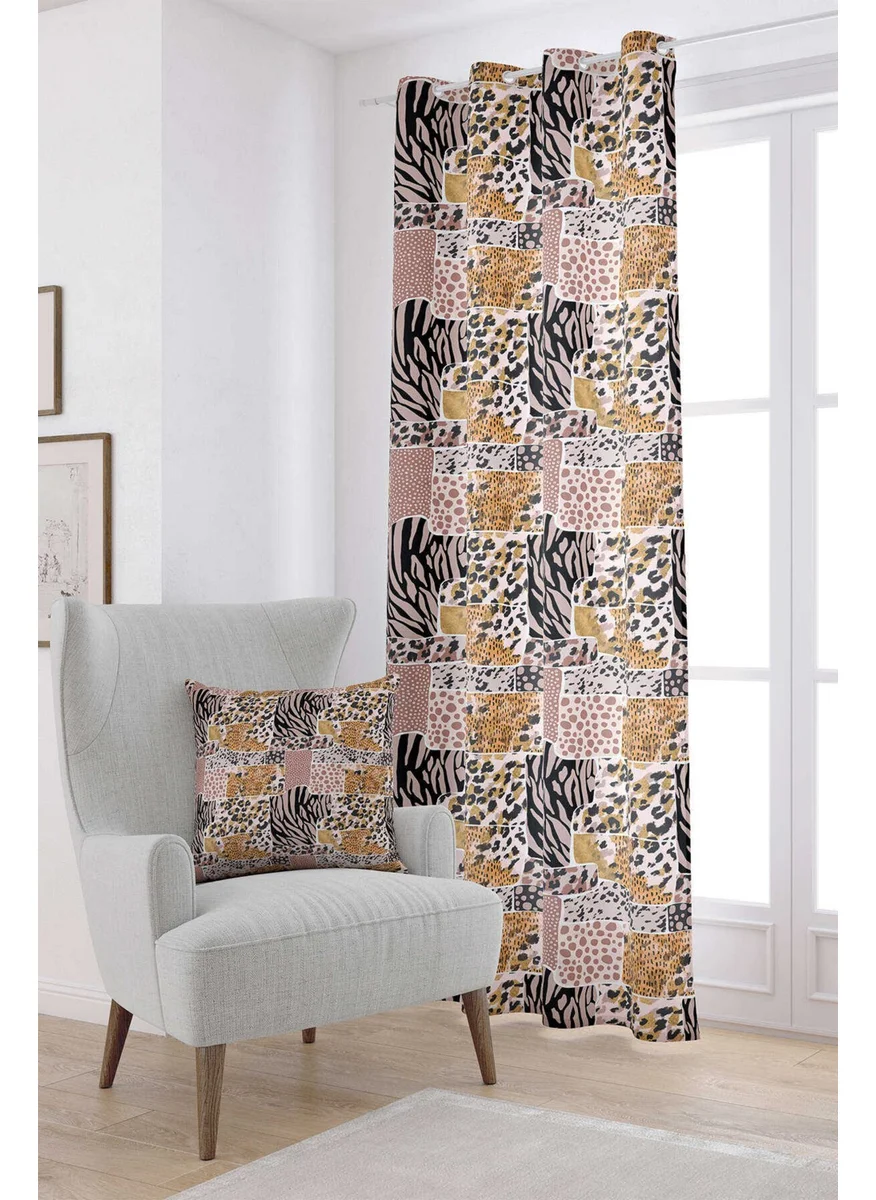 Cango Home Brown Pink Zebra Leopard Patterned Digital Printed Curtain CGH359-PR