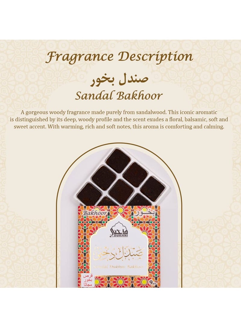 DUKHNI Sandal Bakhoor by Dukhni 3 Boxes x 9 Piece Each Arabic Bakhoor Incense Sandalwood Blend Perfect for Prayer Time to Relax and Meditate Handmade Traditional Recipe - Image 2