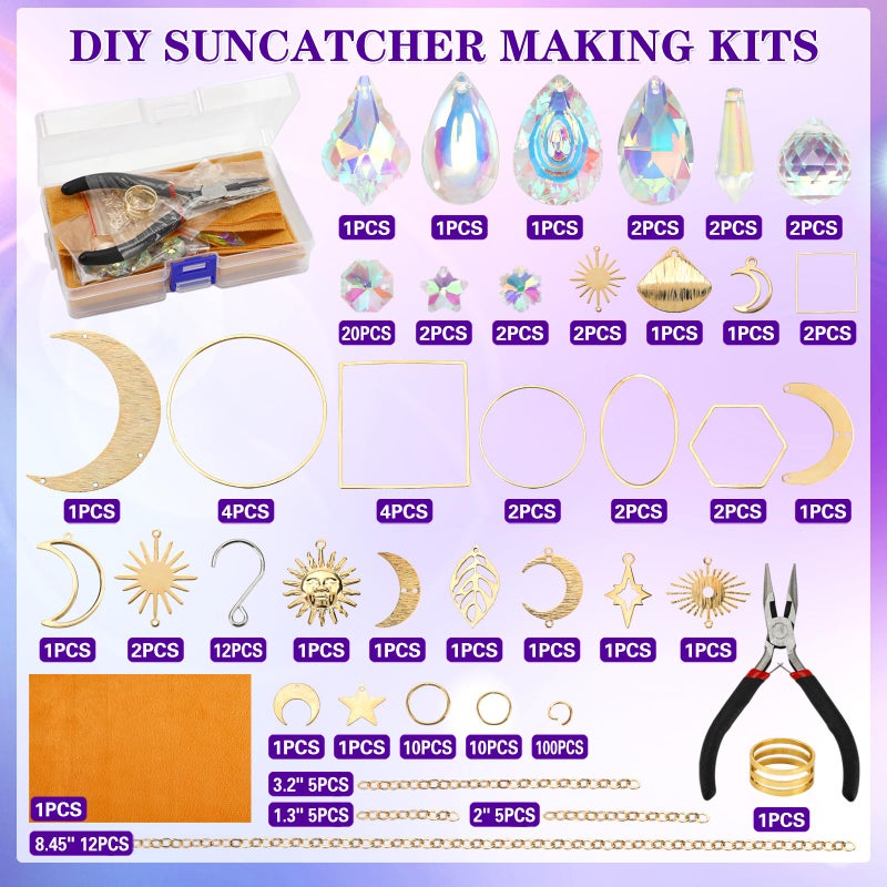 Worgree Sun Catcher Kits for Adults, 228pcs DIY Suncatcher Making Supplies Arts and Crafts for Girls Women Hanging Ornaments for Indoor Windows Prism with Crystal Balls Gift for Birthday Mother's Day - Image 4