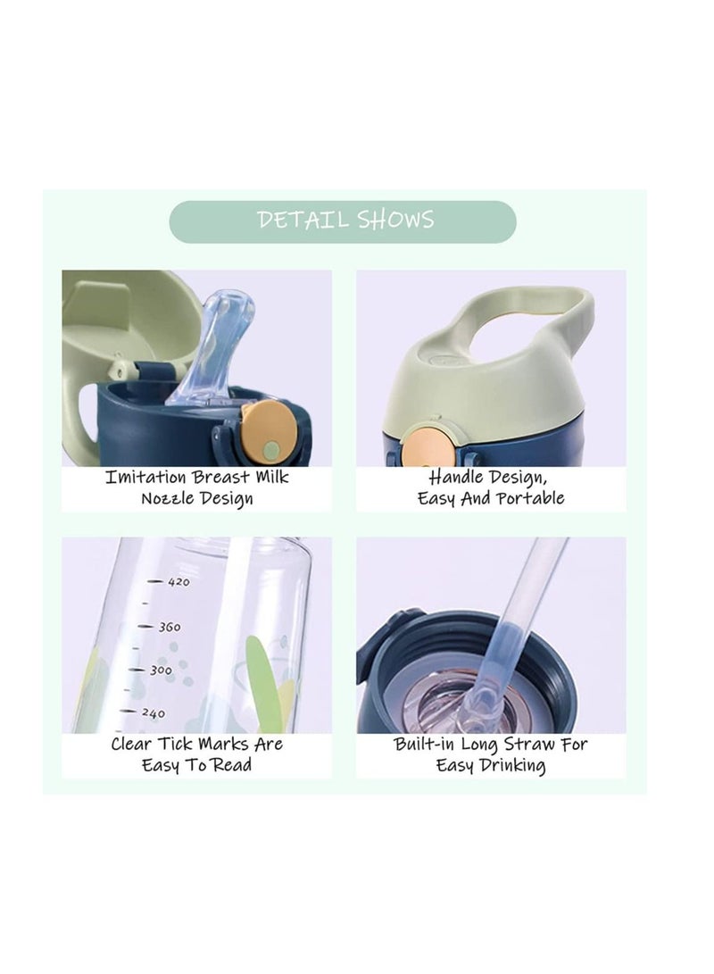 Y&D Kids Water Bottle Cute Toddler Cup with Straw Spill BPA FREE Leak Proof Easy Clean & Carry Handle Leakproof Durable Plastic Drinking for Boys and Girls Child, Indoor Outdoor - Image 3