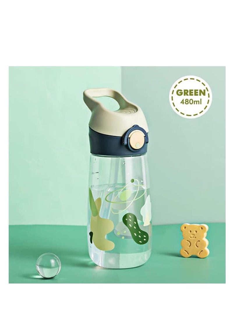 Y&D Kids Water Bottle Cute Toddler Cup with Straw Spill BPA FREE Leak Proof Easy Clean & Carry Handle Leakproof Durable Plastic Drinking for Boys and Girls Child, Indoor Outdoor - Image 1