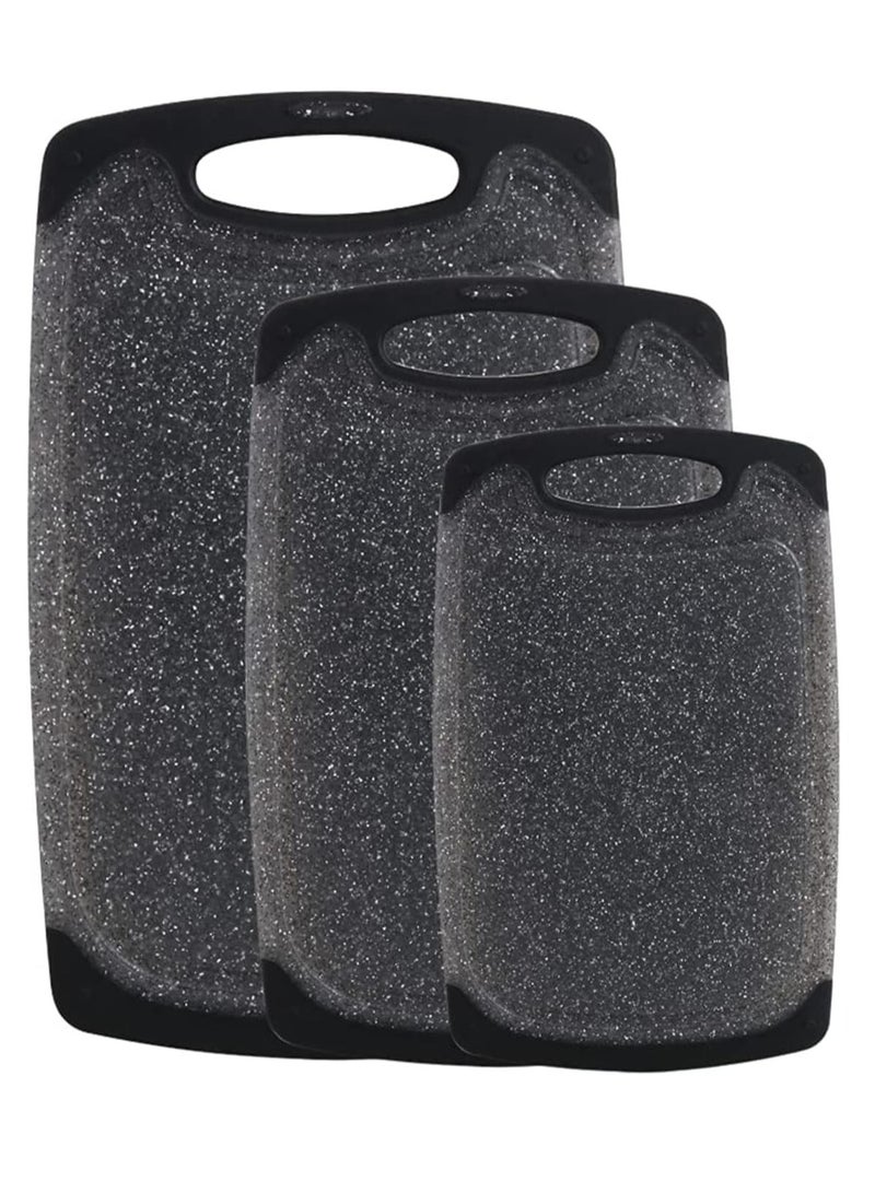 Mmmon 3Pcs Plastic Cutting Board Set,Kitchen Chopping Boards BPA Free,Non-slip Easy Grip Handle Dishwasher Safe Cutting Boards(Black) - Image 1