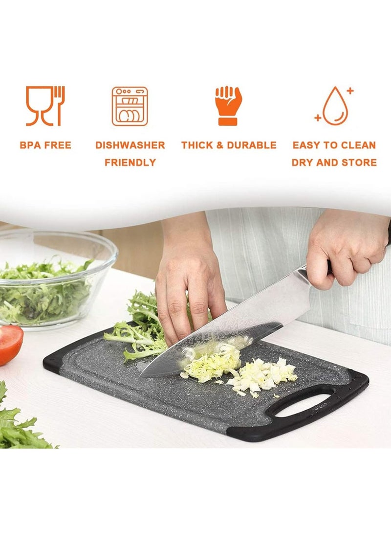 Mmmon 3Pcs Plastic Cutting Board Set,Kitchen Chopping Boards BPA Free,Non-slip Easy Grip Handle Dishwasher Safe Cutting Boards(Black) - Image 3