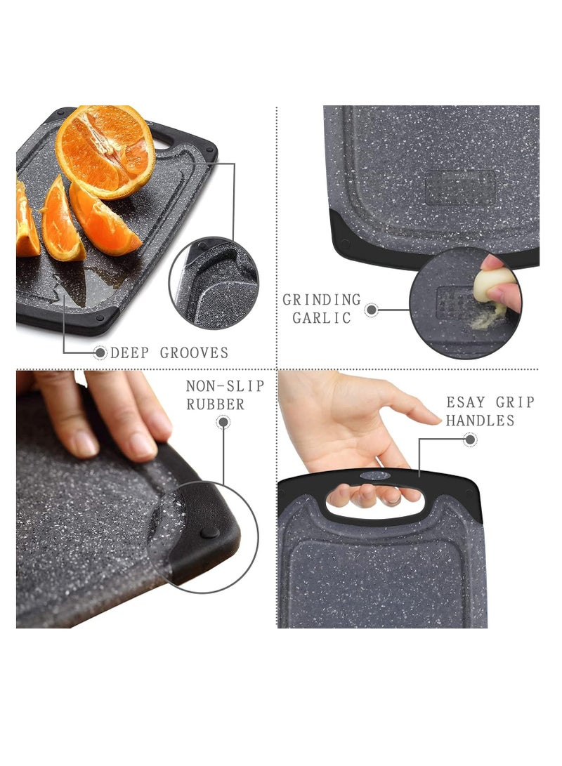 Mmmon 3Pcs Plastic Cutting Board Set,Kitchen Chopping Boards BPA Free,Non-slip Easy Grip Handle Dishwasher Safe Cutting Boards(Black) - Image 5