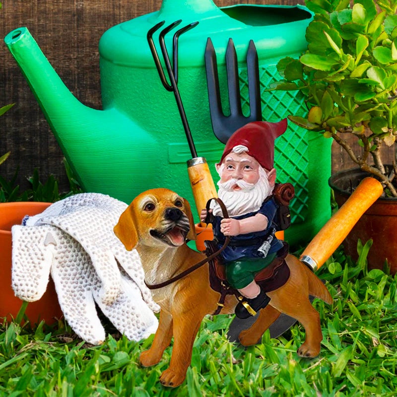 Funny Guy Mugs Gnome and a Yellow Lab Statue- Yellow Labrador Retriever- Indoor/Outdoor Garden Gnome Sculpture for Patio, Yard or Lawn - Image 2