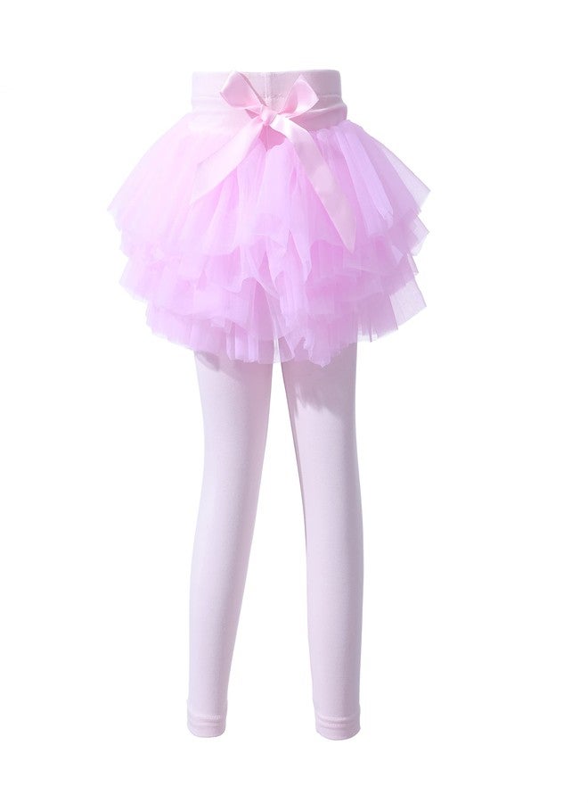 Ashken Baby Toddler Girls' Tutu Leggings Tulle Ruffle Skirted Pants Footless Tights (2T-3T) Pink - Image 1