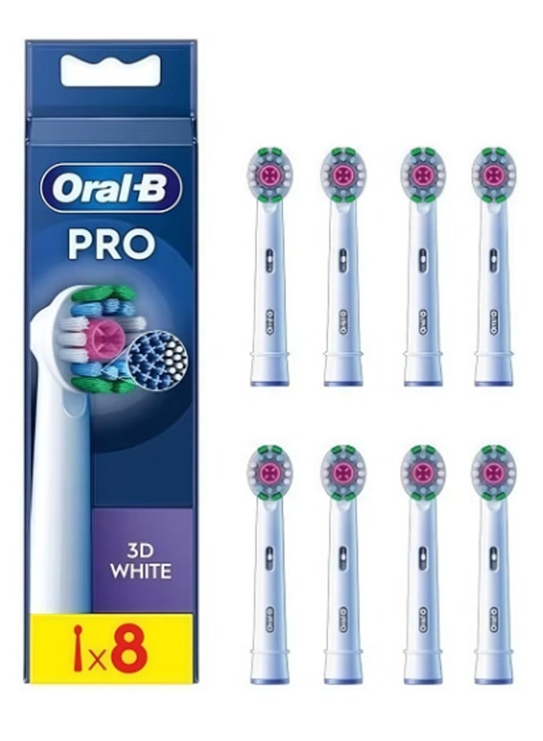 Oral-B Pro 3D White Electric Toothbrush Head, X-Shaped Bristles And Unique Polishing Cup For Teeth Whitening And To Remove Surface Stains, Pack of 8 Toothbrush Heads, WhiteOral-B Pro 3D White Electric Toothbrush Head, X-Shaped Bristles And Unique Polishing Cup For Teeth Whitening And To Remove Surface Stains, Pack of 8 Toothbrush Heads, White - Image 1