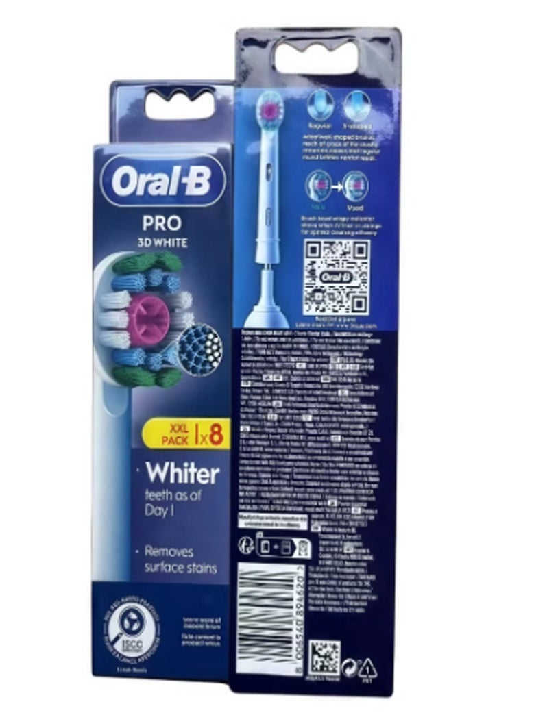 Oral-B Pro 3D White Electric Toothbrush Head, X-Shaped Bristles And Unique Polishing Cup For Teeth Whitening And To Remove Surface Stains, Pack of 8 Toothbrush Heads, WhiteOral-B Pro 3D White Electric Toothbrush Head, X-Shaped Bristles And Unique Polishing Cup For Teeth Whitening And To Remove Surface Stains, Pack of 8 Toothbrush Heads, White - Image 2