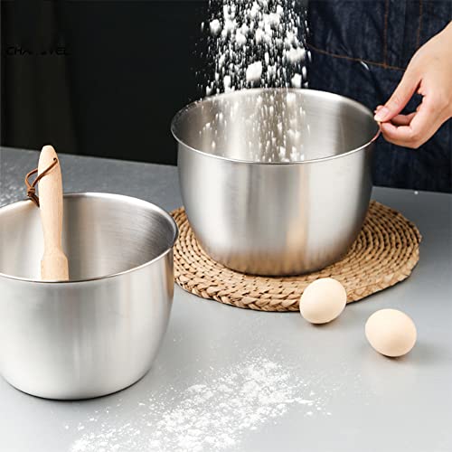 Partslety Stainless Steel Mixing Bowl, Kitchen 304 Salad Stainless Steel Mixing Deep Bowl, Anti-flying Design Kitchen Metal Bowls for Cooking Baking Marinating Cake Bread Salad 5.11 X 7.48 inches - Image 4