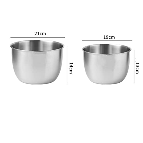 Partslety Stainless Steel Mixing Bowl, Kitchen 304 Salad Stainless Steel Mixing Deep Bowl, Anti-flying Design Kitchen Metal Bowls for Cooking Baking Marinating Cake Bread Salad 5.11 X 7.48 inches - Image 2