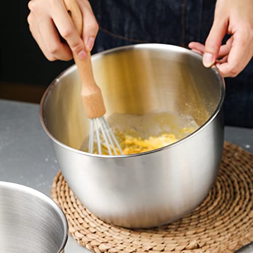 Partslety Stainless Steel Mixing Bowl, Kitchen 304 Salad Stainless Steel Mixing Deep Bowl, Anti-flying Design Kitchen Metal Bowls for Cooking Baking Marinating Cake Bread Salad 5.11 X 7.48 inches - Image 3