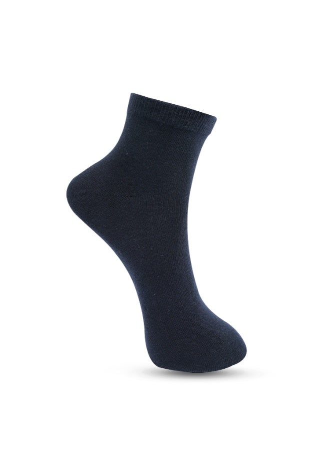 White Leaf Men's Breathable Cotton Corporate Ankle Socks - 3 Pairs, Cushion Comfort, Moisture Control - Free Size - Dark Blue - Image 3