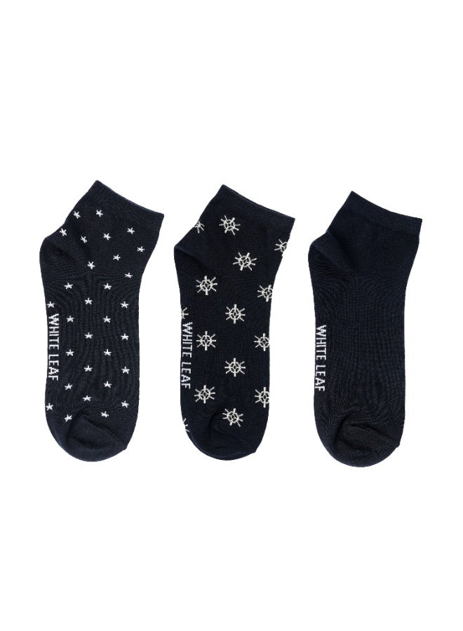 White Leaf Men's Breathable Cotton Corporate Ankle Socks - 3 Pairs, Cushion Comfort, Moisture Control - Free Size - Dark Blue - Image 5