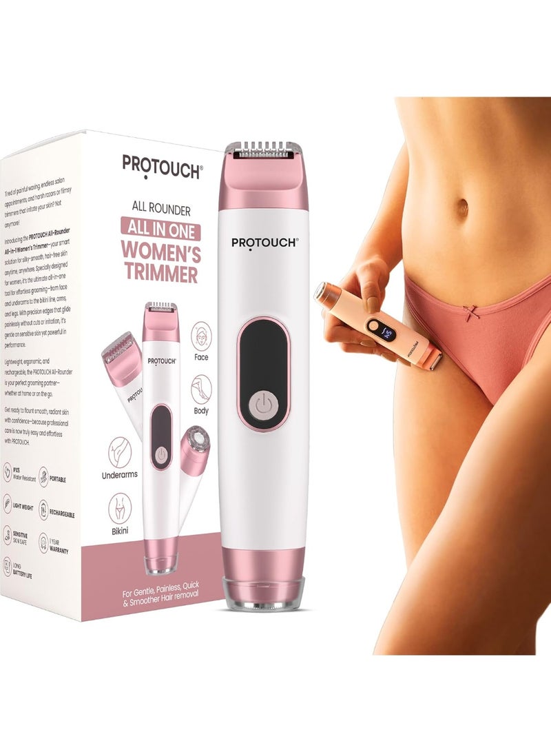 PROTOUCH All Rounder All-in-1 Women’s Trimmer & Epilator for Face, Body, Underarms & Bikini Line | Rechargeable, IPX5 Water-Resistant, Portable, Lightweight Hair Remover | Sensitive Skin Safe - Image 1