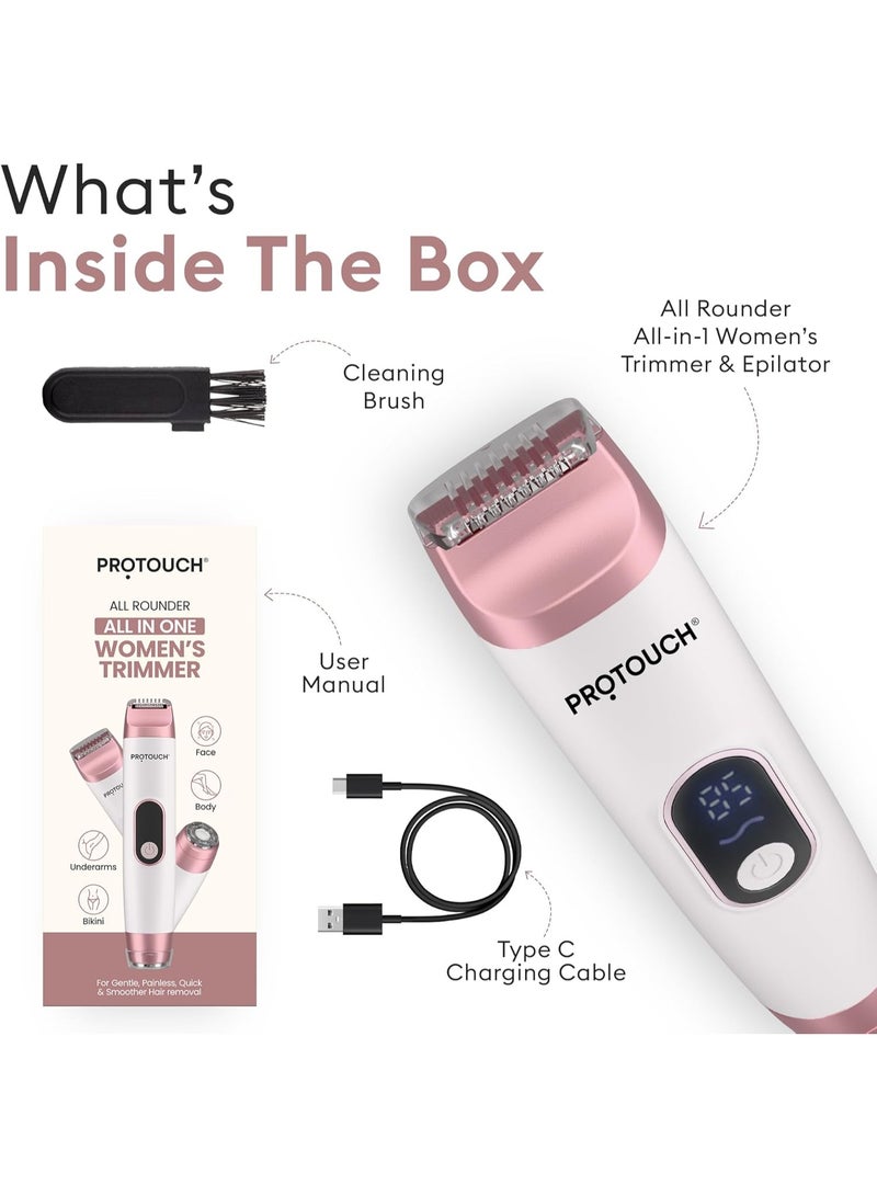 PROTOUCH All Rounder All-in-1 Women’s Trimmer & Epilator for Face, Body, Underarms & Bikini Line | Rechargeable, IPX5 Water-Resistant, Portable, Lightweight Hair Remover | Sensitive Skin Safe - Image 5