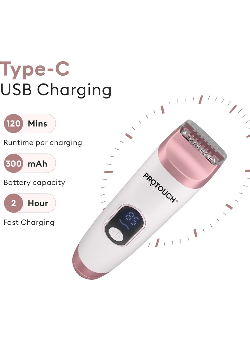 PROTOUCH All Rounder All-in-1 Women’s Trimmer & Epilator for Face, Body, Underarms & Bikini Line | Rechargeable, IPX5 Water-Resistant, Portable, Lightweight Hair Remover | Sensitive Skin Safe - Image 3