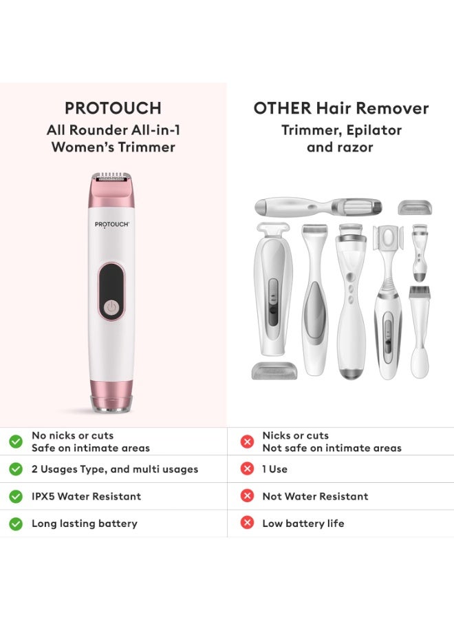 PROTOUCH All Rounder All-in-1 Women’s Trimmer & Epilator for Face, Body, Underarms & Bikini Line | Rechargeable, IPX5 Water-Resistant, Portable, Lightweight Hair Remover | Sensitive Skin Safe - Image 4