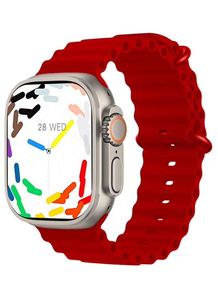 T8000 Smart Watch, BIG INFINITE DISPLAY, Wireless Charging - Red