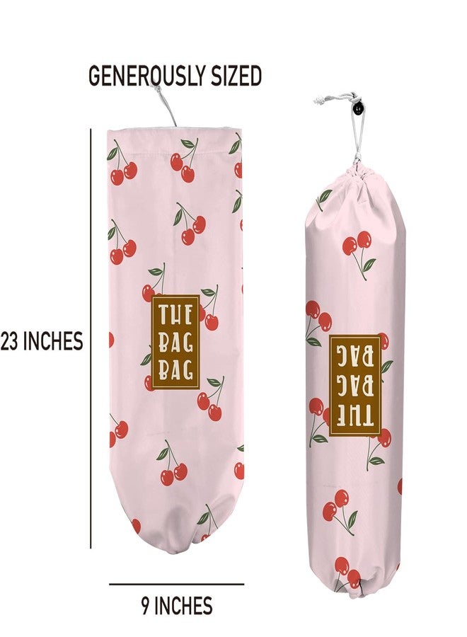 IHopes+ Plastic Bag Holder,Reusable And Washable Country Style Grocery Bag organizer,For Home Kitchen Travelling Camping Decor, use 1 Pack,Cherry Pattern - Image 4