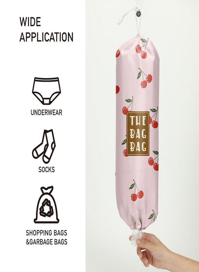 IHopes+ Plastic Bag Holder,Reusable And Washable Country Style Grocery Bag organizer,For Home Kitchen Travelling Camping Decor, use 1 Pack,Cherry Pattern - Image 2