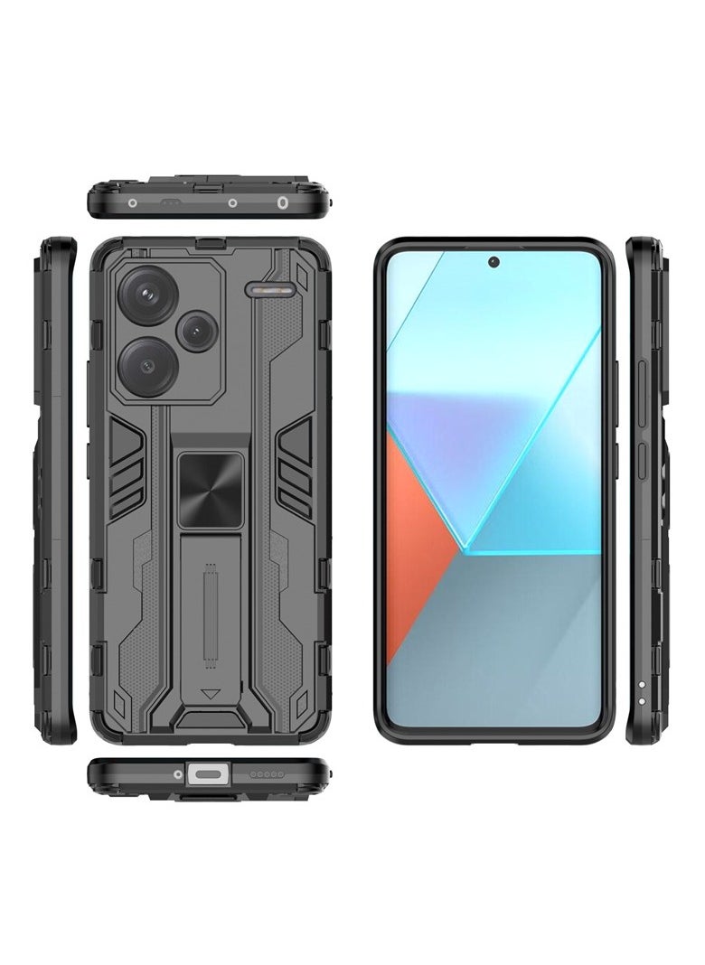 Generic Case for Xiaomi Redmi Note 13 Pro+ 5G/Plus 5G, Ultra-thin Protective Silicone TPU Shockproof Hybrid Hard PC Phone Cover, with Foldable Hidden Form Bracket  - Image 3