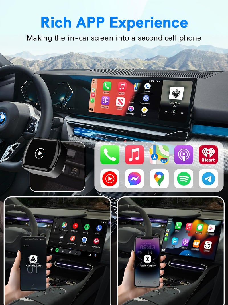 Redmaple Wireless CarPlay Adapter for Apple iPhoneï¼Œ Mini car Play Android Auto Adapterï¼ŒConverts Wired to Wireless CarPlay ï¼Œ Multi-User Plug & Play Dongle No Latencyï¼Œfor iOS 10+&Android 11 (Black) - Image 3